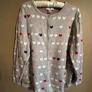 CJ Banks Grey Heart Sweater Size 1X